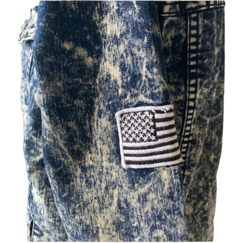 Forever 21 Mens Acid Wash Denim Jacket Blue Patches Streetwear Small BB009 - Picture 7 of 8